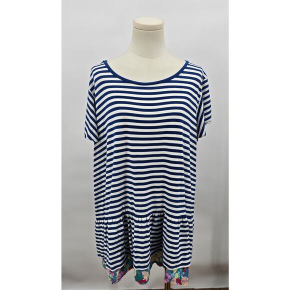 Matilda Jane Navigator Striped Floral Ruffle Top - Picture 1 of 5